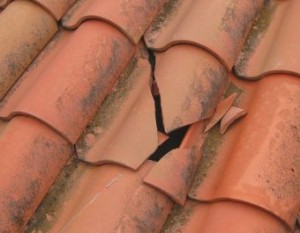 Cracked roof tile